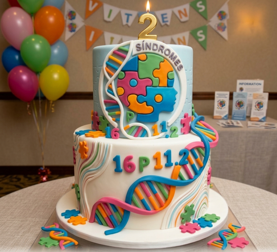 Tarta con una vela en forma de 2 para celebrar los dos años de SINCRONIZADOS16P